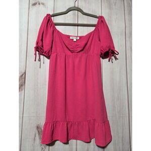Lola Grace Pink Empire Waist Ruffle Hem Mini Dress Smocked Back Small Summer